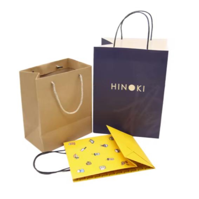 Borsa da imballaggio per carta Kraft Stampato personalizzato Craft Crafts Shopping Biodegradable Paper Borse con manico